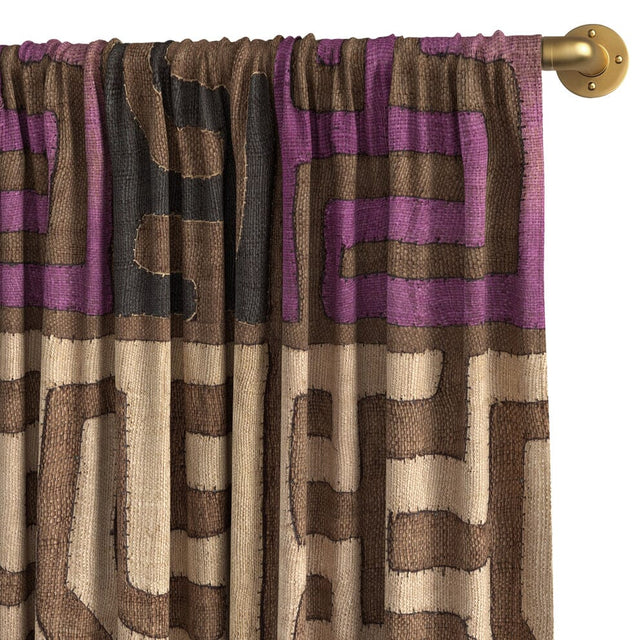 Plum Patchwork Kuba Cloth Rod Pocket Curtain Curtains ADT 