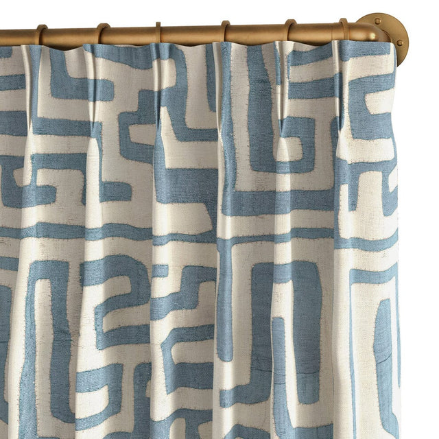 Indigo Classic Kuba Cloth French Pleat Curtain Curtains ADT 