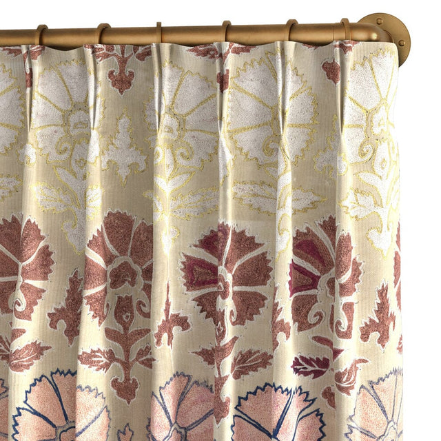 Blush Daisy Suzani Cloth French Pleat Curtain Curtains ADT 