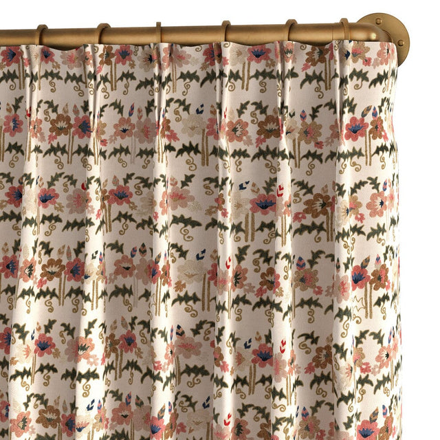 Pink Posy Suzani French Pleat Curtain Curtains ADT 