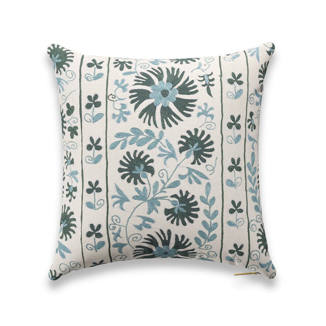 Sage Ribbon Suzani Pillow Pillow ADT 22" W x 22" H 