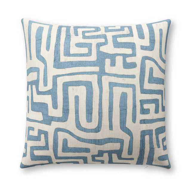 Indigo Classic Kuba Cloth Outdoor Pillow Pillow ADT 22" W x 22" H 