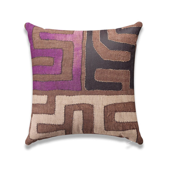 Plum Patchwork Kuba Cloth Outdoor Pillow Pillow ADT 22" W x 22" H 