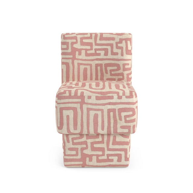 Terracotta Classic Kuba Cloth Anita Vanity Stool Furniture Revive Upholstered Base 