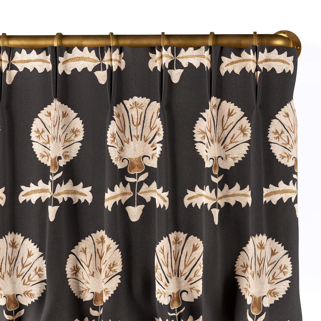Black Daisy Suzani French Pleat Curtain Curtains St. Frank 