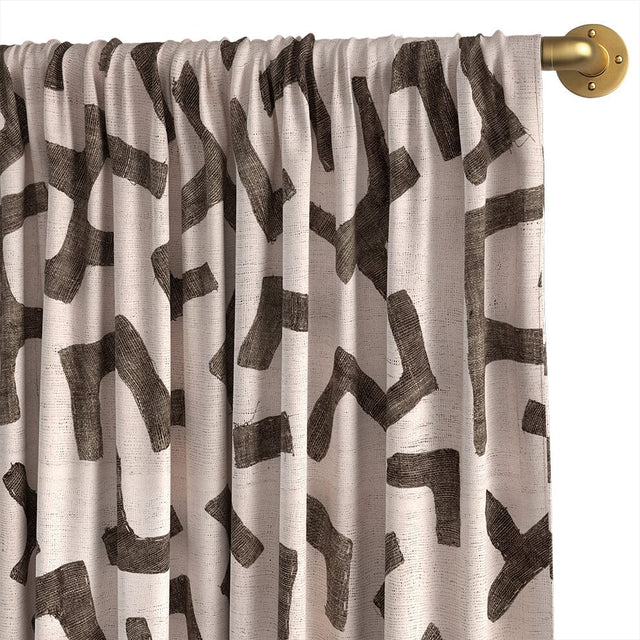 Ecru Figures Kuba Cloth Rod Pocket Curtain Curtains St. Frank 