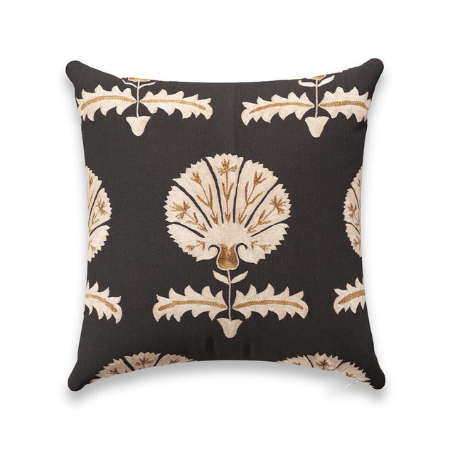 Black Daisy Suzani Outdoor Pillow Pillow ADT 22" W x 22" H 