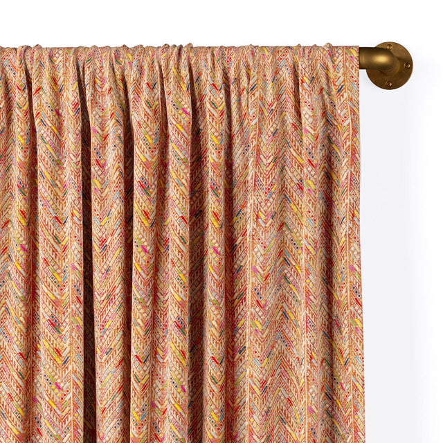 Salmon Herringbone Huipil Rod Pocket Curtain Curtains St. Frank 