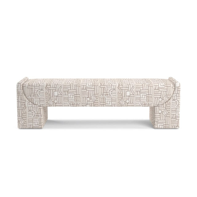 Ecru Maze Kuba Cloth Stevie Bench Furniture Revive 