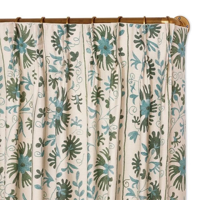 Sage Ribbon Suzani French Pleat Curtain Curtains St. Frank 