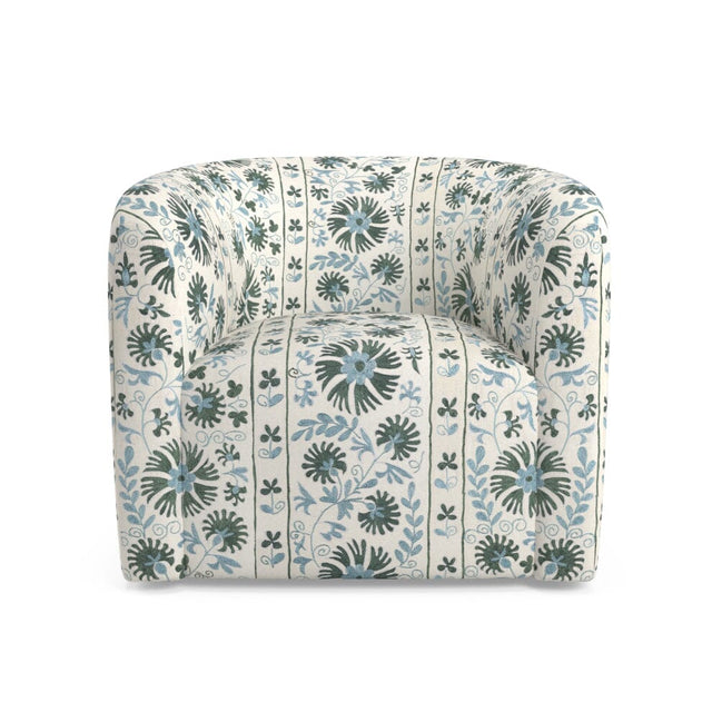 Sage Ribbon Suzani Esther Swivel Chair Furniture Revive 