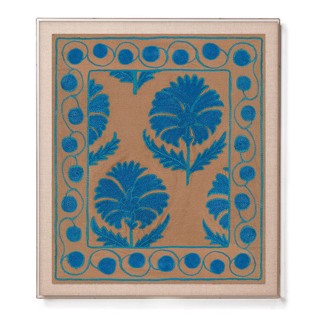 Turquoise Daisy Suzani Accent Framed Print Print St. Frank 