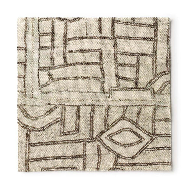 Ecru Maze Kuba Cloth Outdoor Performance Fabric Swatch Swatch ADT 