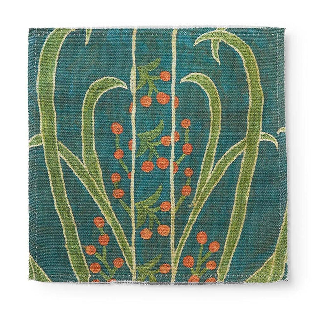 Teal Vines Suzani Outdoor Performance Fabric Swatch Swatch ADT 