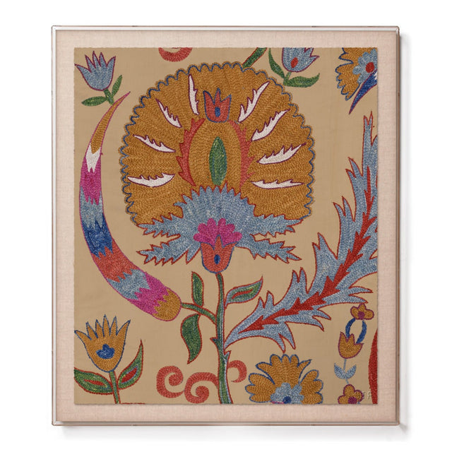 Bright Ochre Botanical Suzani - Accent Framed Print Print Uzbekistan 