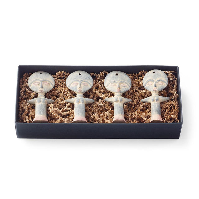 Ashanti Fertility Doll Ornament - Set of Four Holiday Accent Ghana 